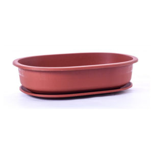 BABA BI-204 Plastic Pot + No.906 Saucer (Brown) (Set)