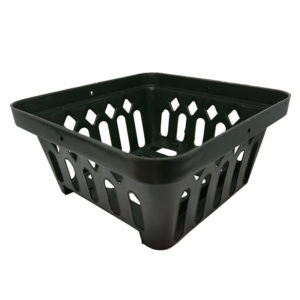 Black Plastic Square Net Pot 6″ (15cmL x 15cmW x 7cmH)